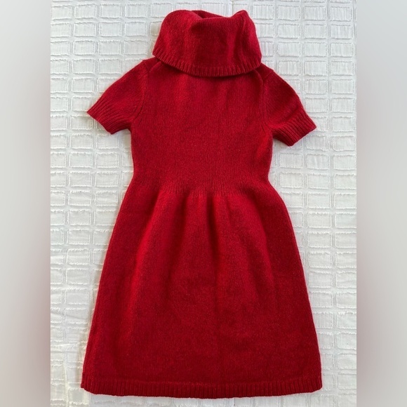 Banana Republic Red Wool Blend Cowl Turtleneck Holiday Festive Dress Girls S - Picture 2 of 11